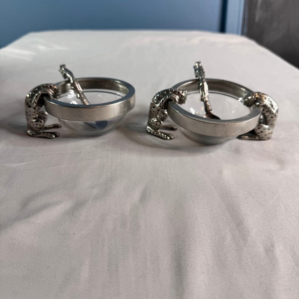 Diana Carmichael African Collection Cheetah Drinking Bowls South Africa Pewter